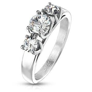 New‎ stainless steel round CZ ring size 9